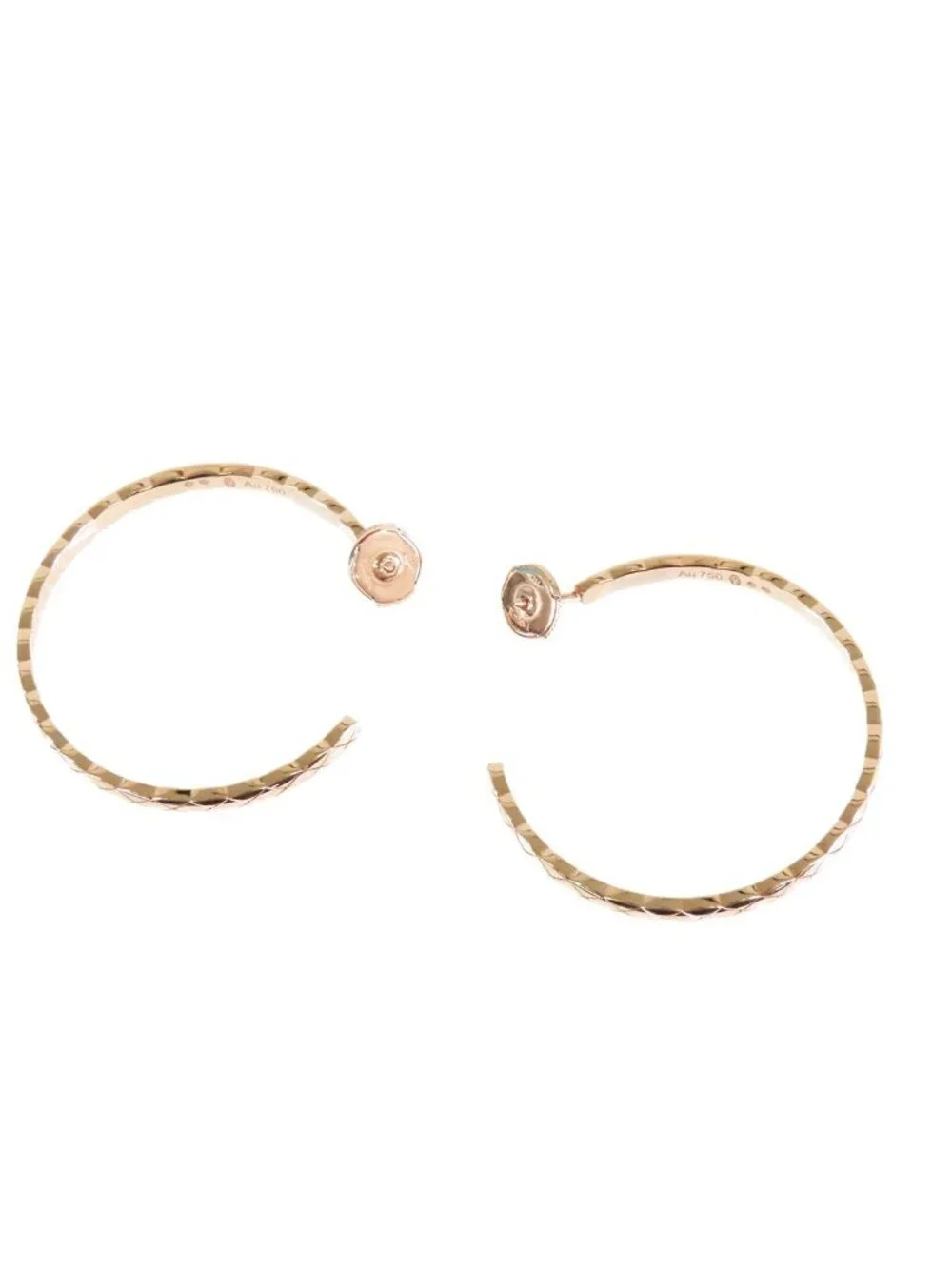 Chanel Coco Crush Collection Hoop Earrings Beige Gold